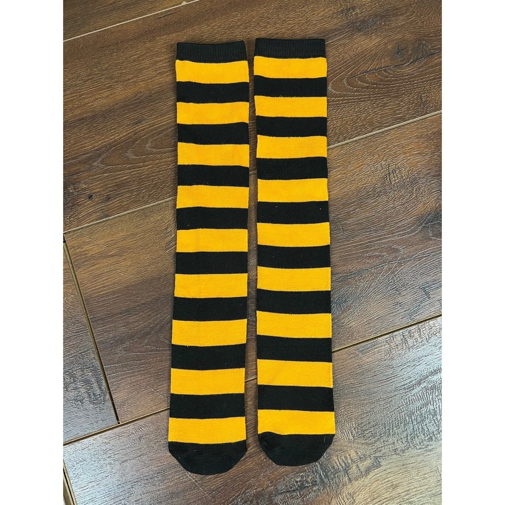 Girls Orange & Black Striped Knee High Socks! Halloween!